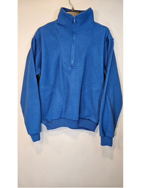 Vintage 90s Repage Blue Fleece Pullover 1/4 Zip High Neck Made Taiwan